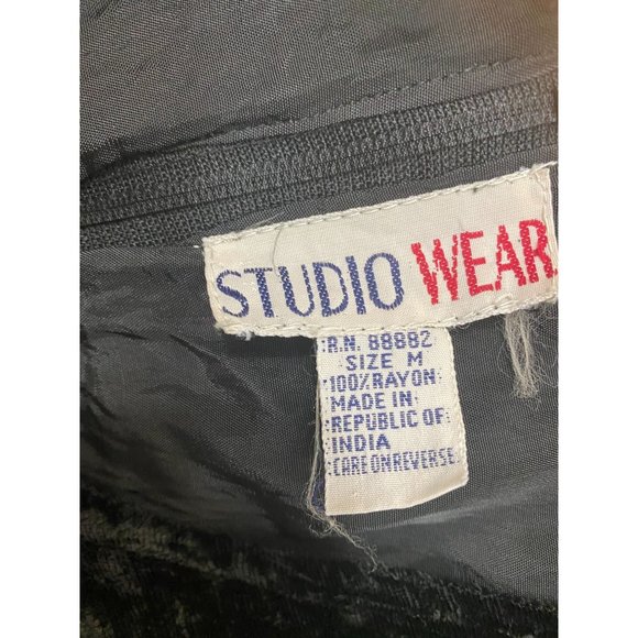 Studio Wear VTG Womens Dress Medium Black Velvet Sleeveless A-Line Cocktail Holi - Picture 5 of 10